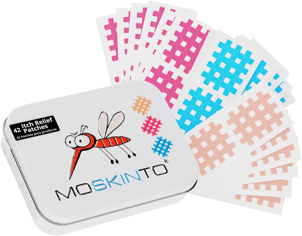 Moskinto Algne sääsk Itch Relief Patches lastele ja täiskasvanutele, Bug Bite Patches Soothe Swelling & Itching, Anti Itch Bug Bite Relief, Imction Tool Alternatiivne, Family Pack, 42 Count