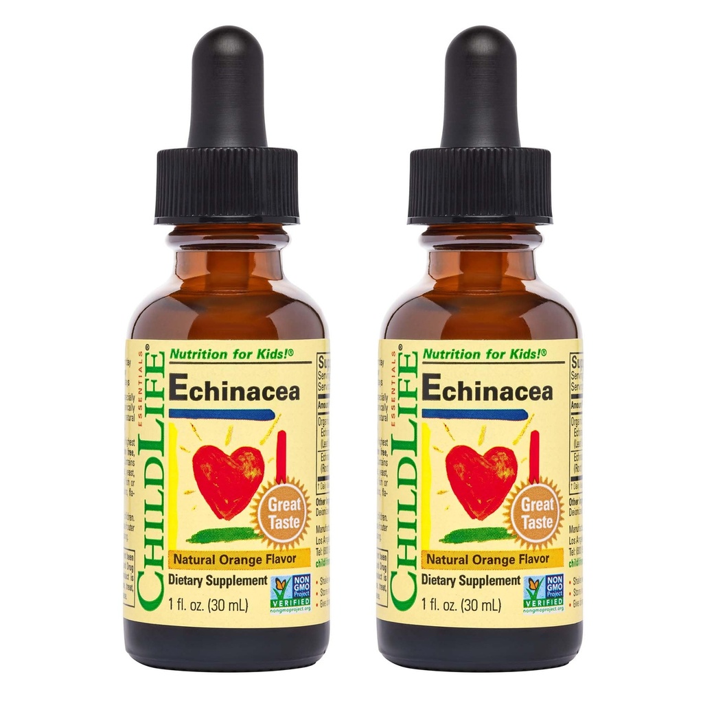 LAPSED ESSENTIALS Echinacea lastele - Lapsed Echinacea tilgad, Vedel Tinktuur, alkoholivaba lisand väikelastele, väikelastele, lastele - looduslik apelsin, 1 Fl Oz (pakk 2)