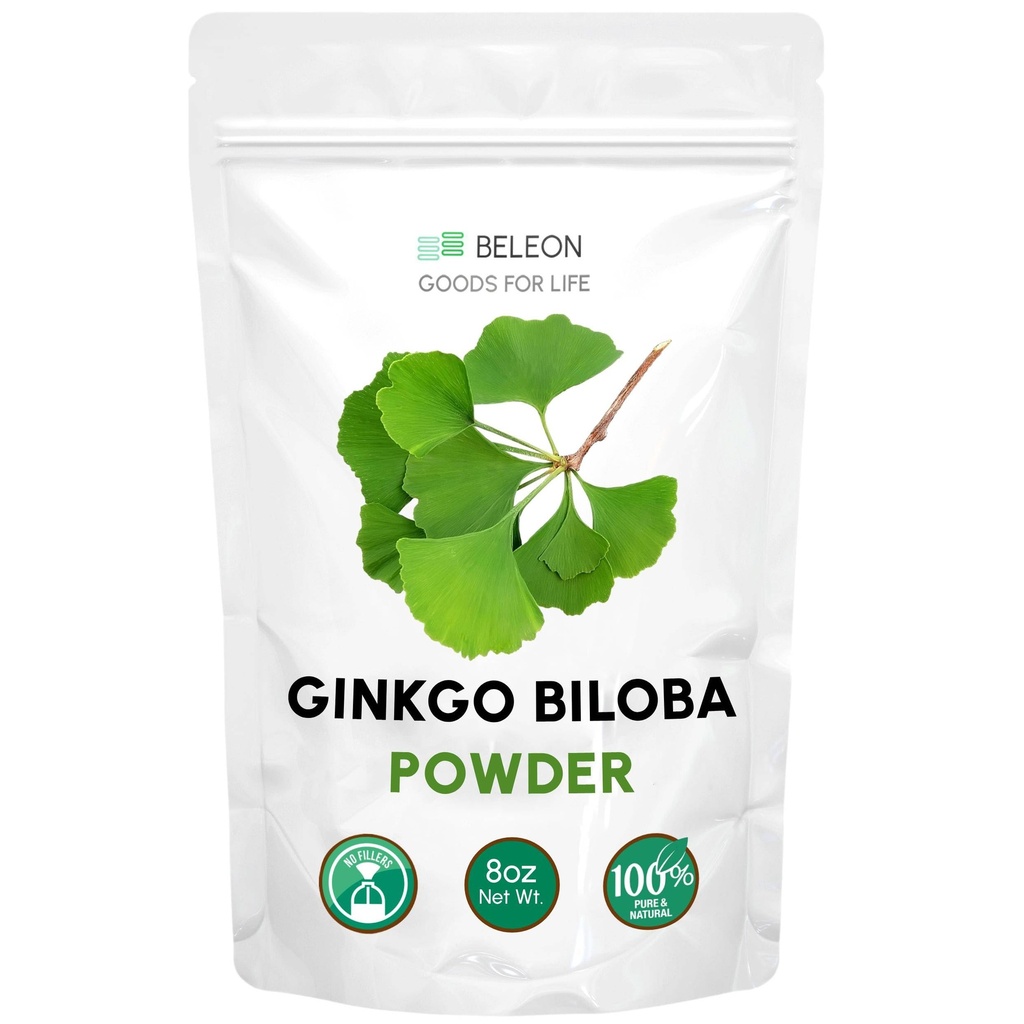 Ginkgo Biloba pulber 8 oz - puhas looduslik lisand, aju tugi, vaimne häire, täiteaine tasuta
