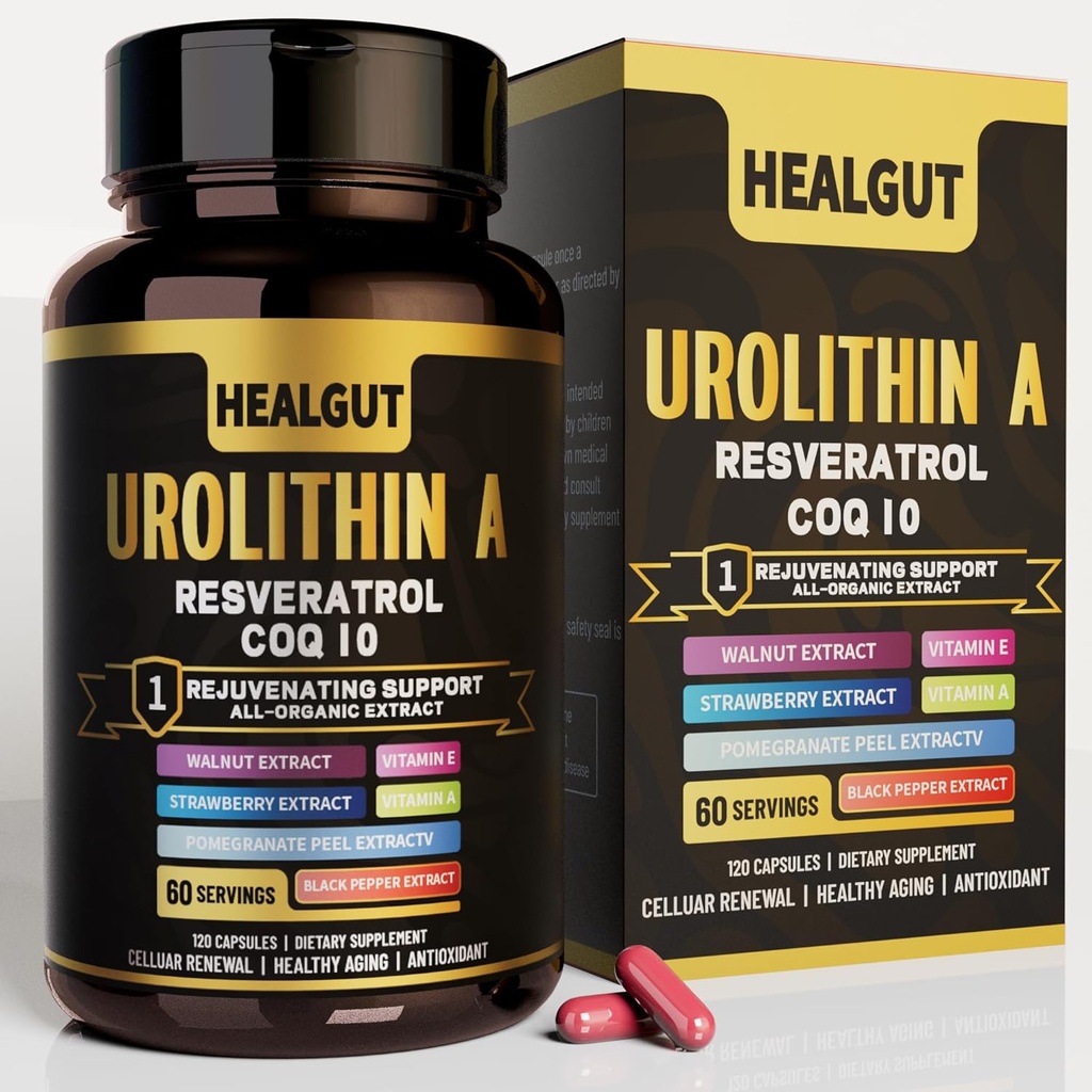 9-in-1 urolitiin A Täiendus naistele Anti-Aging 1000mg: Antioksüdandid Kapslid Trans-Resveratrooli ja CoQ10 - USA Lab Kinnitatud tugi Tervislik vananemine ja rakkude uuendamine