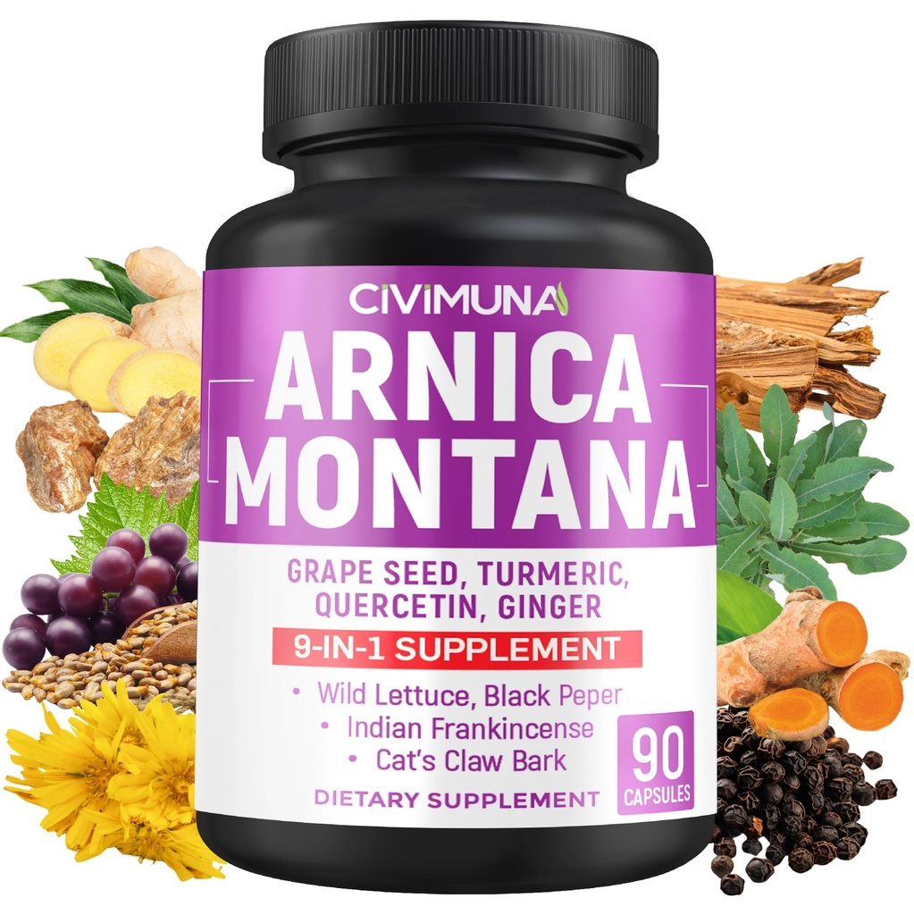 Arnica kapslid Arnica, viinamarjaseemne, kurkum ja rohkem - 90 kapslit 3 kuu pakkumiseks