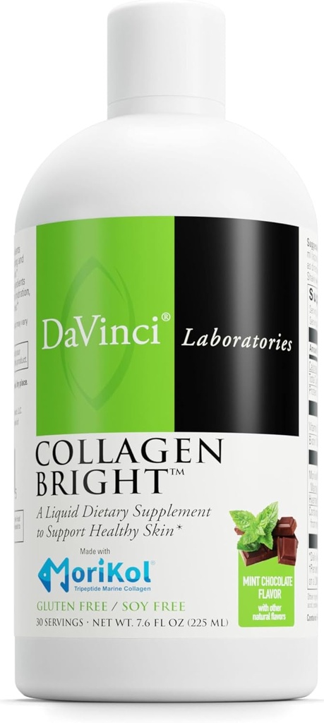 DAVINCI Laboratories - kollageen Bright - Vedel toidulisand toetada tervislikku nahka - Gluteenivaba, sojavaba - piparmündi šokolaad - 30 serveerimist, 7.6 Fl Oz