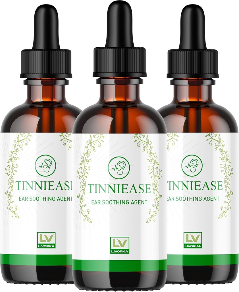 LIVORKA (3 Pack) Tinniease tilgad, Tinniease tilgad kuulmise toetamiseks, Tinni Ease Drops, Tinniease Kõrvatilgad, 3 pudelit 90 päeva