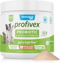Vetnique Labs Profivex Probiootikumid koertele Kõik looduslikud koerte närimiskoogid ja pulber seedetrakti probiootikumide toidulisandid koertele 5 probiootikumide ja prebiootikumide tüved (pulber, 8,5oz)