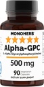 MONOHERB Alpha-GPC 500 mg - 90 vegankapslit, Nootroopsed aju toetamiseks, fookuseks, mäluks, motivatsiooniks ja energiaks