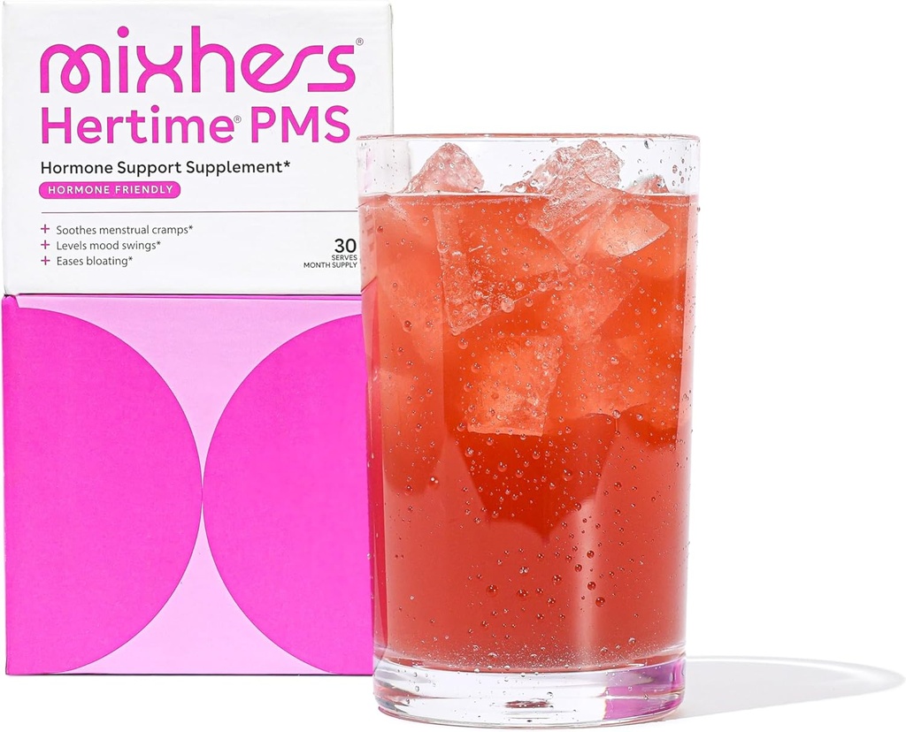 MIXHERS Hertime PMS - Hormonaalne toetus naistele - PMS & menstruaalmugavus - Chasteberry, Peony Roots, Siberi ženšenn - täiendus naistele - 15 joogipakendit - suhkruvaba - granaatõuna mango