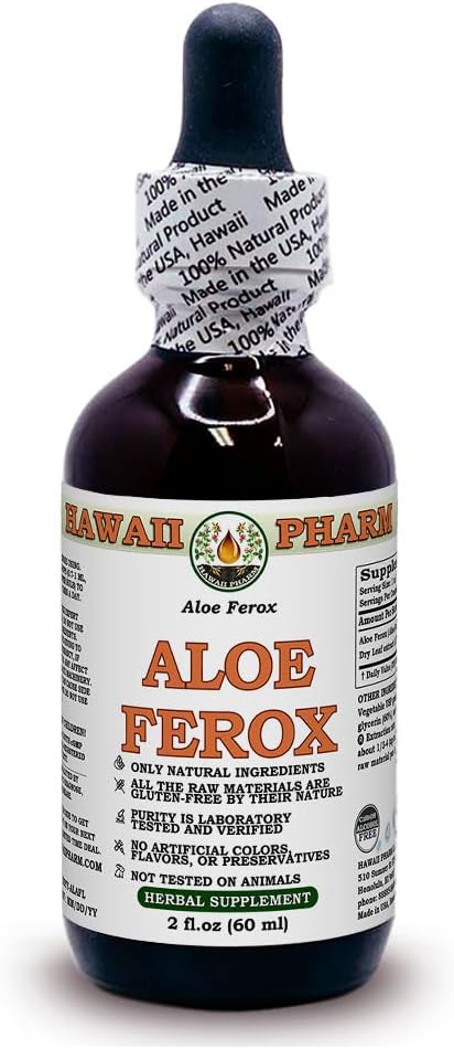 Aloe Alkoholivaba vedelik ekstrakt, Aloe (Aloe Ferox) Kuivatatud Leht Glükerite Taimne täiendus 2 oz
