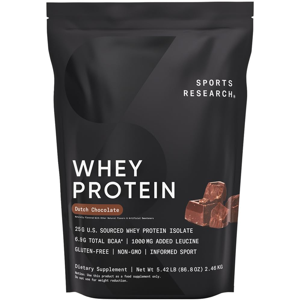 Sport Research vadakuvalk - Sport Toitumine Vadak Isolaat Valgupulber Lean Lihaskoe hoone ja treeningu taastamine - 5 lb Bag Bulk Valgupulber 25 g Serving - Hollandi šokolaad, 60 Servings