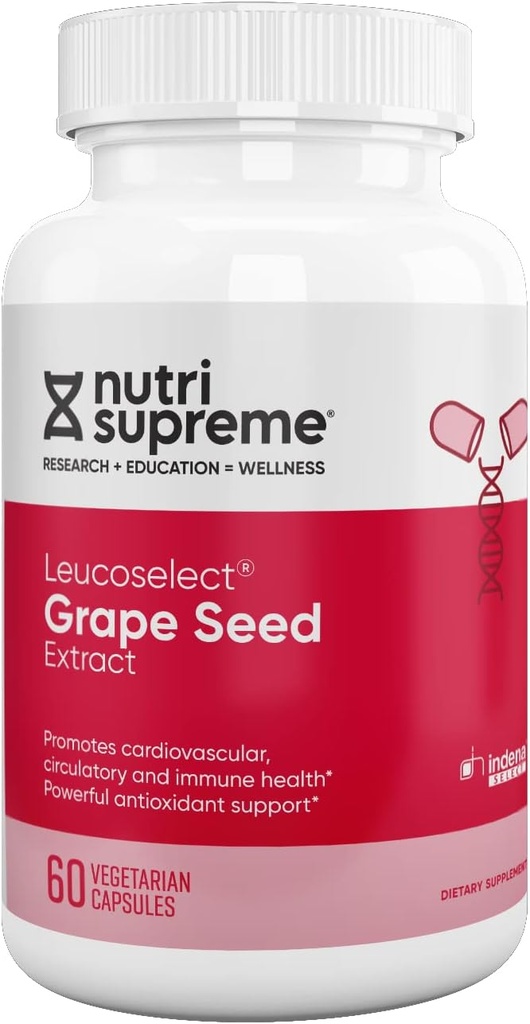 Nutri Supreme Grapeseed Extract Leucoselect, Polyphenols for Super Antioxidant Support, Cardiovascular Health, Kosher Certified 60 kapslit