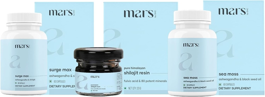 Marss GHC Performance Plus Combo | Surge Max Caps, Pure Himalayan Shilajit Vaik, Black Seed & Natural Sea Moss Kapslid | Toetab Energiat, Püsivust Ja Üldist Heaolu | Pakend 1