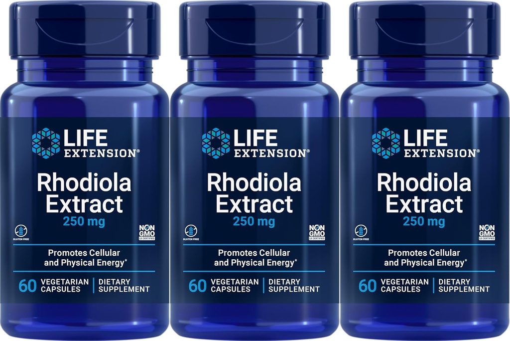 Elu pikendamine Rhodiola ekstrakt, 60 taimetoitlase kapslit (pakk 3)