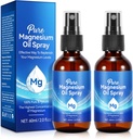 Magneesiumõli pihusti, puhas magneesiumiõli jalgadele, 100% looduslik ja orgaaniline magneesiumipritsi klaaspudel, lihtne absorbeerida ja kasutada, paikne magneesiumiõli (4 Fl Oz, pakend 2)