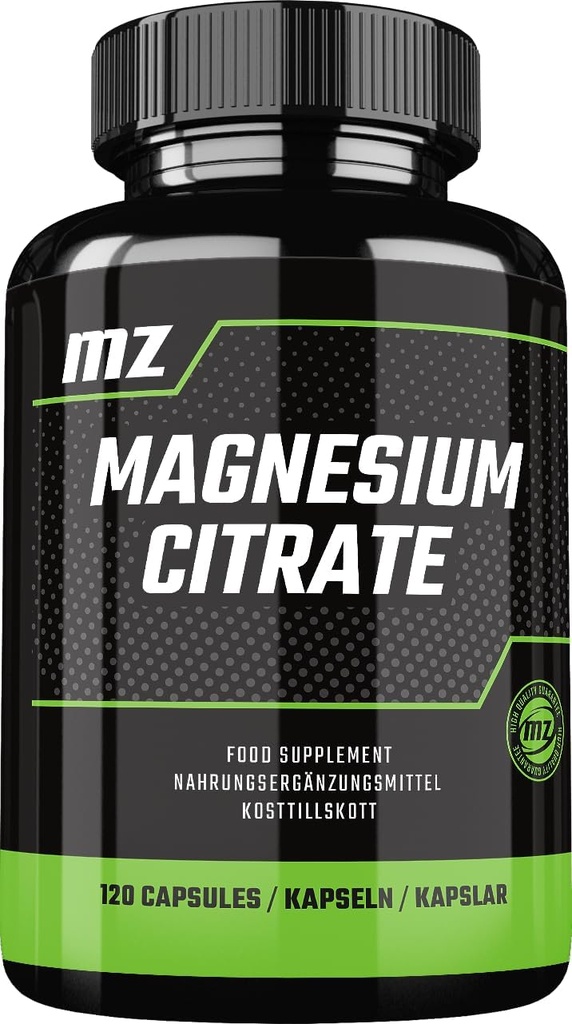 Magneesiumtsitraat 120mg + vitamiin B6 (P-5-P) 3mg, 120 vegankapslit, 4 kuud tarnimine, magneesiumi orgaaniline vorm - luu tugevuse ja närvisüsteemi toetamine - MZ