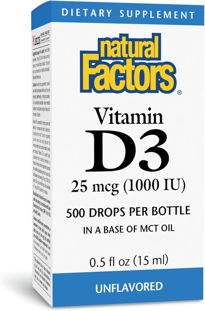 Looduslikud tegurid Vitamiin D3 1000iu Vedel 0,5 OZ (Multi-Pack)