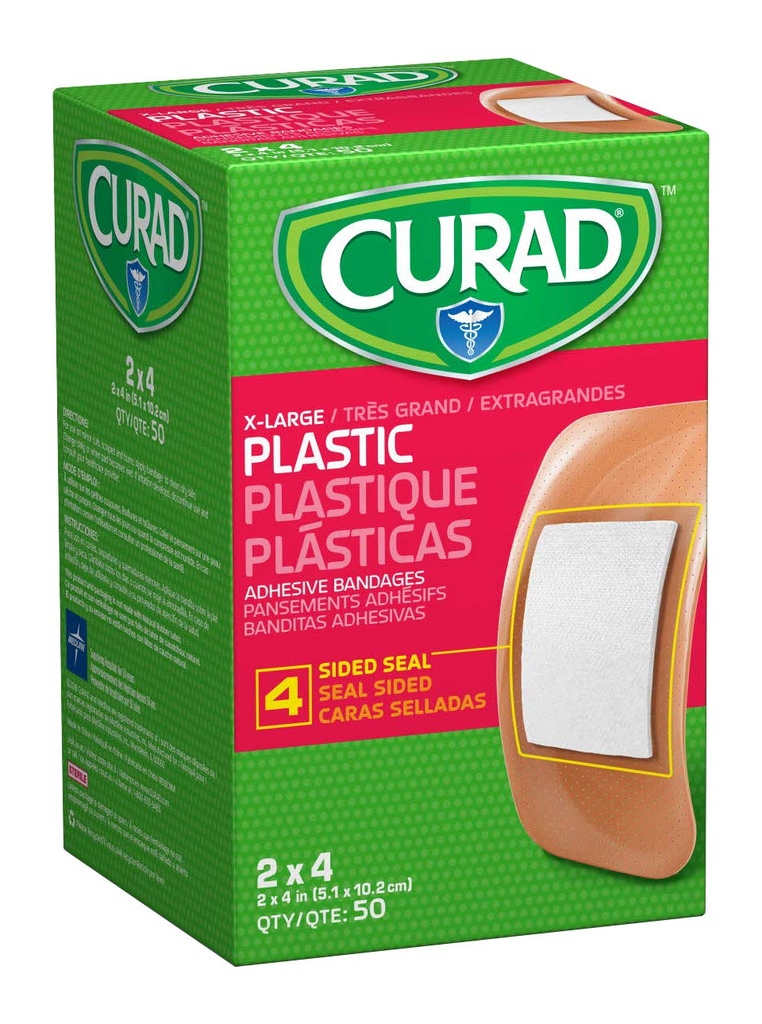 CURAD Plastist liimiribad 2 x 4, mis ei ole valmistatud looduslikust kummist lateksist, pakend 600