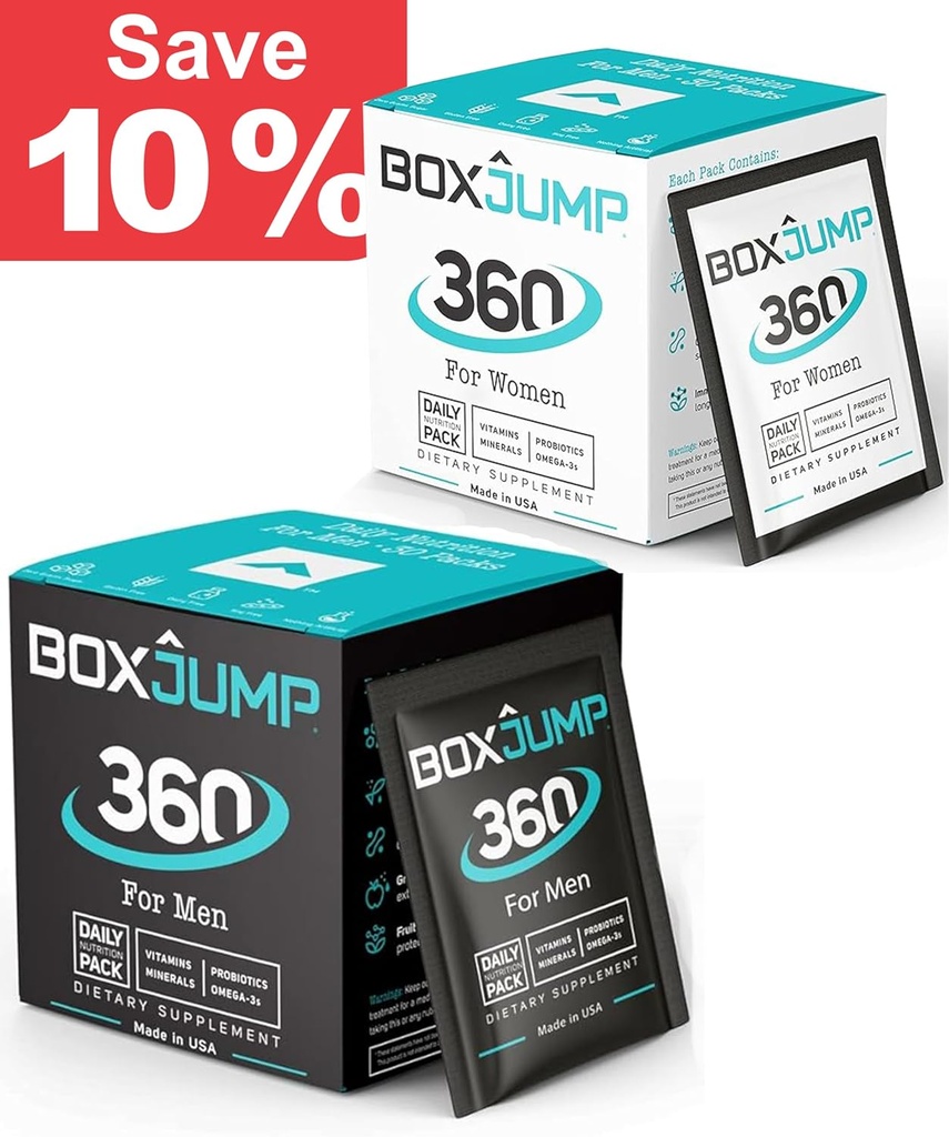 BoxJump igapäevane multivitamiin naistele ja meestele Pakend 2 - olulised mineraalid ja vitamiinid meestele ja naistele - Suurendage energiat, immuunsust, suurendage vastupidavust - Vitamiin D, C, A, E, B12 + 30 päeva vitamiini pakendid