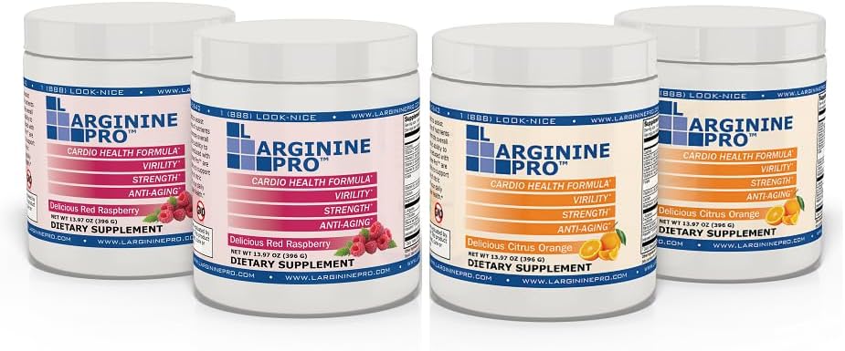 L-ARGININE PRO | 5500mg L-arginiin Plus L-tsitrulliin 1,100mg Vaarika ja apelsinipulbri joogisegu täiendus lämmastikoksiidi tootmise suurendamiseks