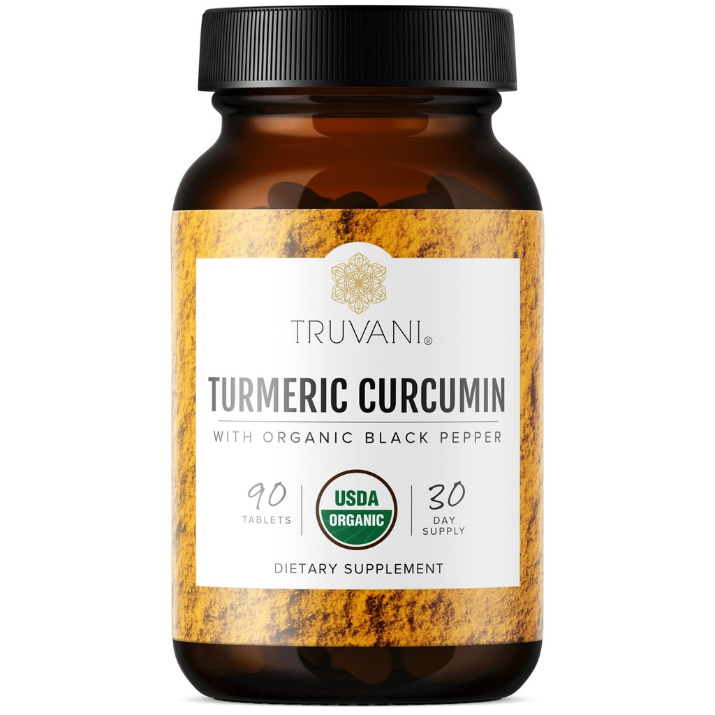 Truvani orgaaniline kurkumiini tabletid 1350 mg igaüks - looduslik ühine tugi musta pipariga imendumiseks - 90 tabletti