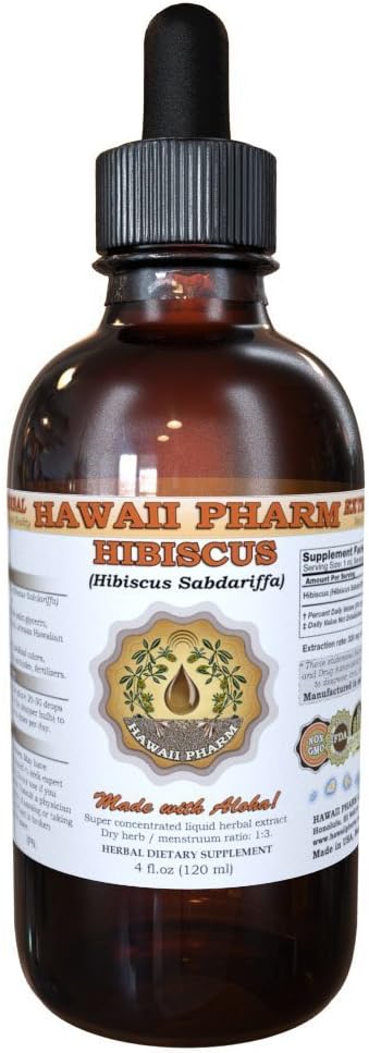 Hawaii Pharm Нibiscus Liquid Extract, Organic Нibiscus Flowers (Нibiscus Sabdariffa) Tinkcture Supplement 4 oz