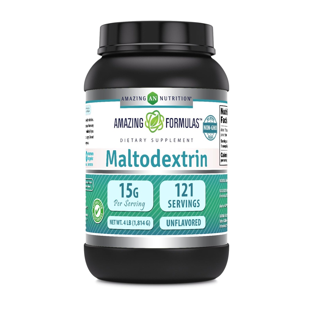 Amazing Formulas Maltodekstriin | 15 Grams per Serving | 121 Servings | 4 Lb Powder Supplement | Valmistatud USA-s