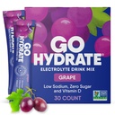 GoHydrate Instant Hydration Powder Packets - Madal naatriumelektrolüütide Joogisegu - Natural Hydration Support, Sugar Free Electrolyte Maitsestatud Pulber Jook D-vitamiini, 30 pakendit, Viinamarja