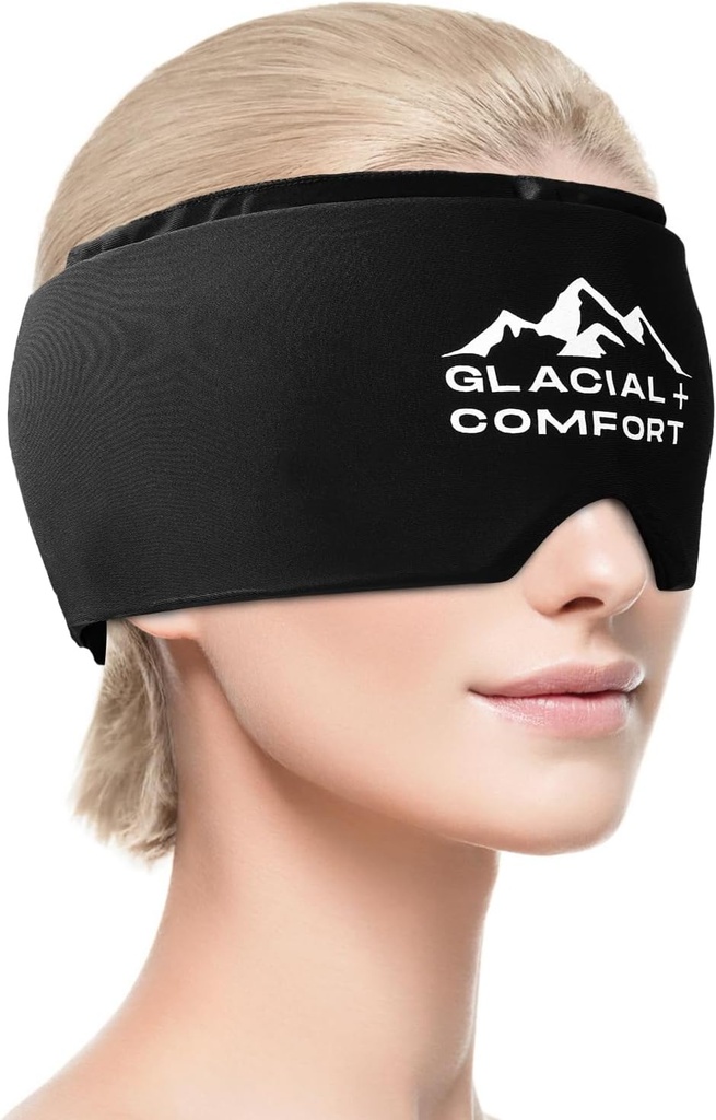 Glacial Comfort Migreen Relief Cap - külm ravi ja kompressioon peavalu leevendamiseks, reguleeritav ja korduvkasutatav, freezable, lõhnatu, mitte-toksiline, mugav sobivus kõigile pea suurused, emadepäeva kingitus idee.