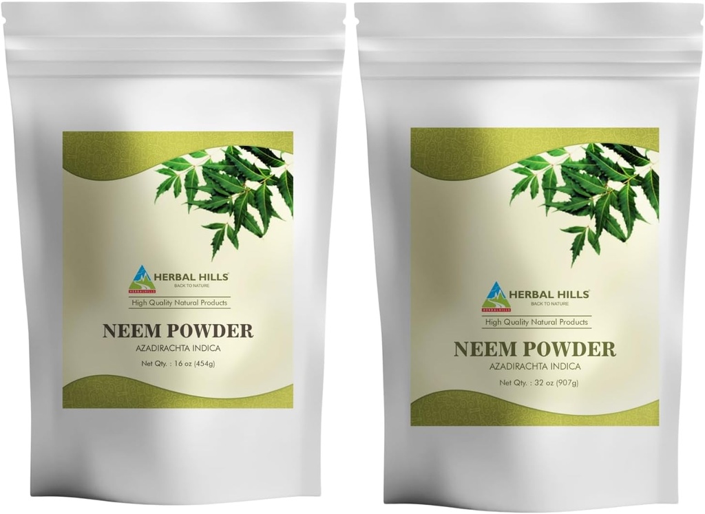 HERBAL HILLS Neem Leaf Pulber Värsked lehed Puhas Neem Täiendus Pakend 2 Combo