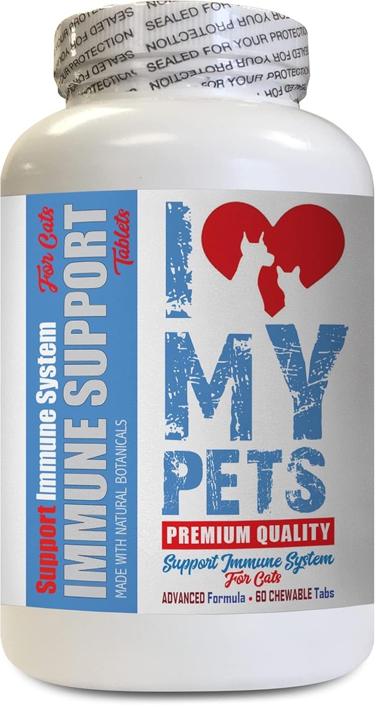 I LOVE MY PETS LLC kassi maksatoetus toit - CAT Immune Support - Booster - Tervislik täiendus - Piimaohakakass - 60 ravi (1 pudel)