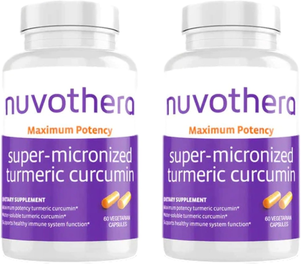 Nuvothera Super-Mikroniseeritud kurkumiini kapslid 2-kuuline tarne Kiire imendumine, kogu juur, mitte-GMO, nahk, soole tervis ja antioksüdandid (120 kapslit)