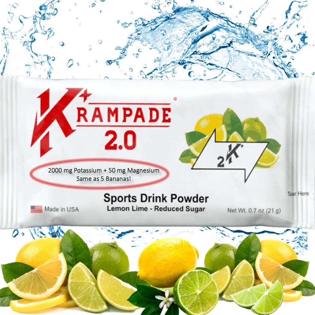 Krampade Kaalium Magneesiumilisa elektrolüütide pulber - 50 mg Mag + 2000 mg K, >2X rohkem kui kookosvesi | Krampide leevendamine | Hüdratsioonipaketid