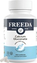 Freeda Kaltsium Glükonaat - Kosher Vegan Kaltsium Lisand - Kergesti Seeditav & Imendumine - Toetab Luu Tugevust - Puhas Kaltsium Ilma D-vitamiini - (500 kapslit)