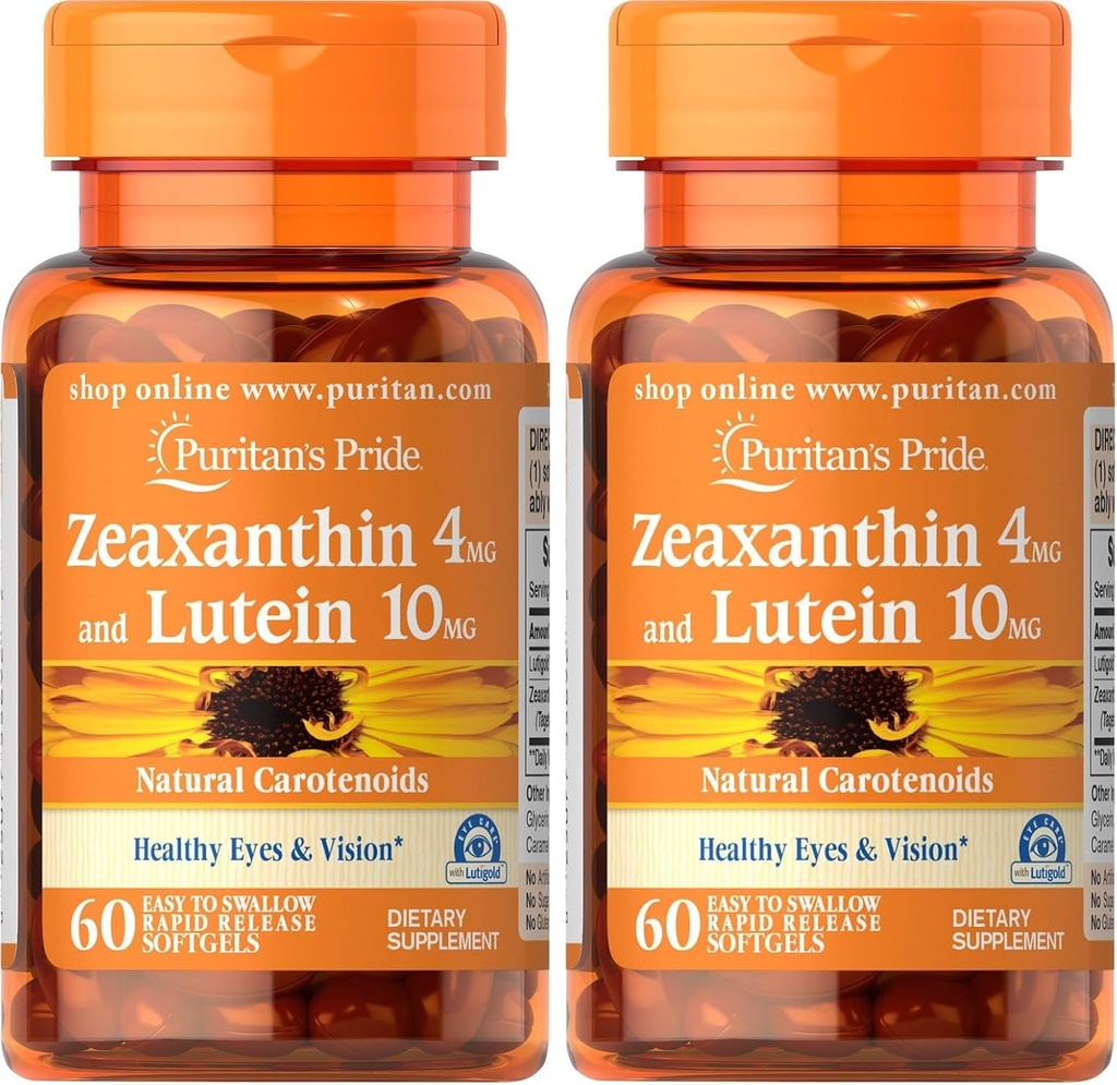 Puritan's Pride Zeaxanthin 4mg Lutein 10mg, toetab terveid silmi ja nägemust *, 60 ct (pakk 2)