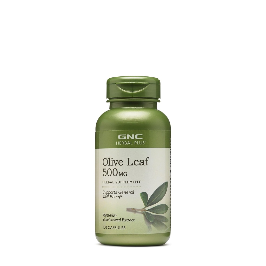 GNC Herbal Plus Olive Leaf 500mg täiendus, taimetoitlane, toetab üldist heaolu, 100 serveerimist