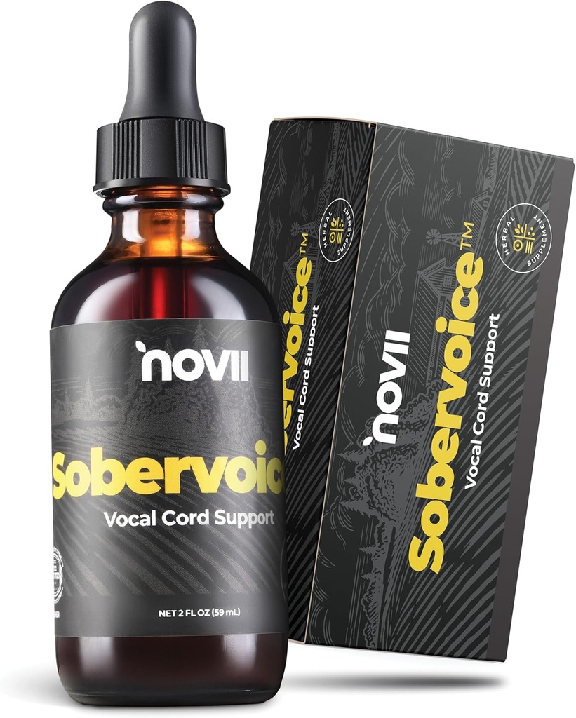 NOVII Sobervoice, Ultimate Vocal Health Drops - Herbal Relief alates Vocal Strain, Kuivus & Hoarseness - Hääle suurendamine Booster Drops, Vocal Relief lauljatele, kõlarid, Esitajad, 2 fl. oz.