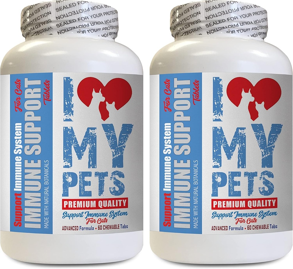 I LOVE MY PETS LLC kass Immuunsüsteem - CAT Immuuntugi - Booster - Tervislik täiendus - Immuunsüsteem kassidele - 120 ravi (2 pudelit)