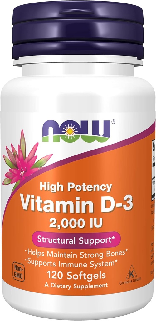 Nüüd toidud nüüd toidud Vitamiin D-3, 50 mcg (2000 IU), 120 Softgels, 3 Pack