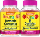 Noh Jah Kurkumiini Lapsed + B Komplekssed Lapsed, Gummies Bundle - Suurepärane Maitse, Vitamiinilisand, Gluteenivaba, GMO-vaba, närimiskumm