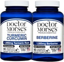 Doktor Morse's Turmeric Curcumin 1950mg & Berberine 1500mg Bundle - ühine tugi, tervislik ainevahetus ja immuunsuse suurendamine BioPerine & Ceylon Cinnamon, FDA registreeritud, NSF-sertifitseeritud 90 kapslit