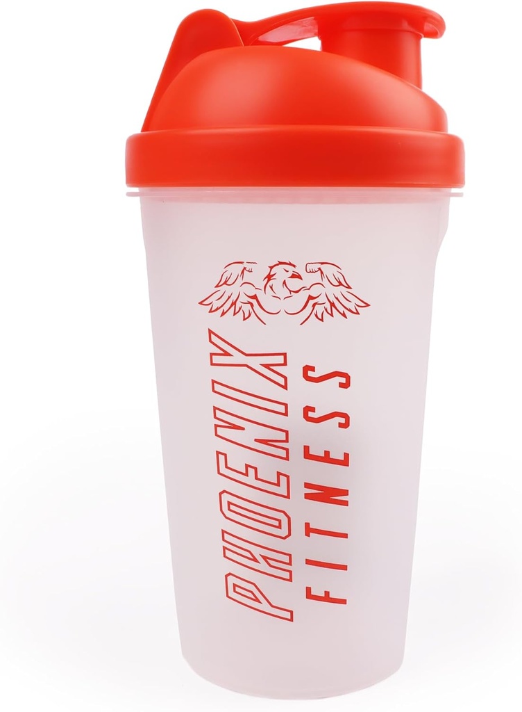 Phoenix Fitness Protein Shaker Pudel - 500 ml Lekkekindel Pudel koos Kruvi ülaosa ja võrgusilmaga - nõudepesumasin Safe BPA tasuta sport & jõusaali pudel - oranž