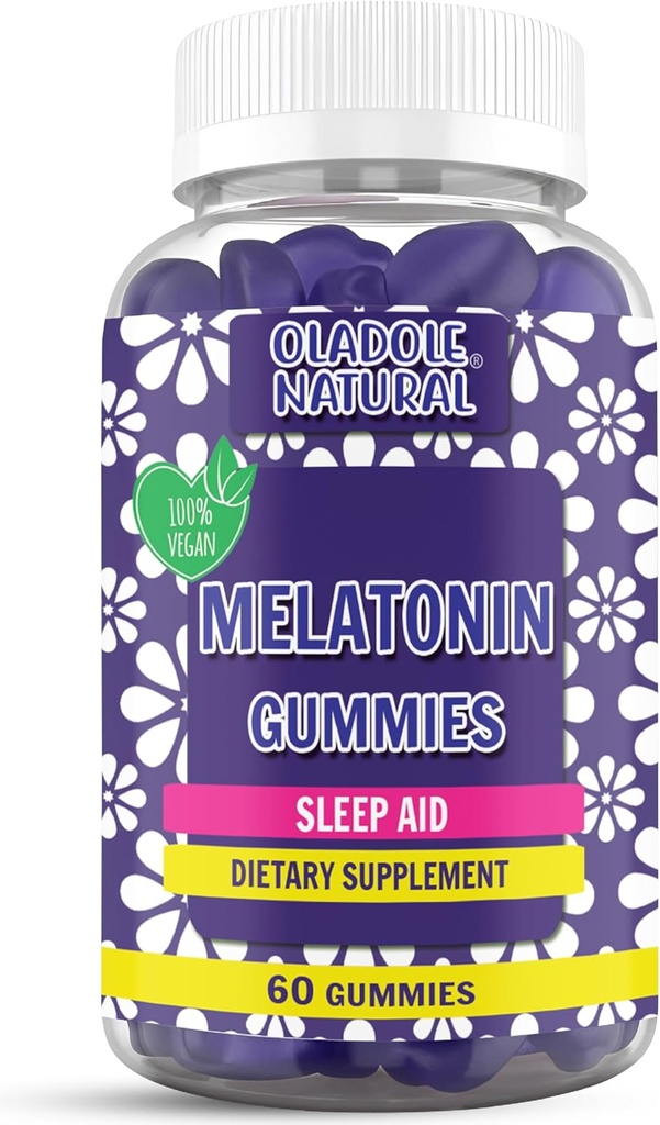 Oladole Natural Sleep Complex 86mg Extra Tugevus Melatoniin, L-Theanine, Passiflora, 5-HTP, Ghana Seemneekstraktid | Unetoetus soodustab lõõgastumist ja langeb magama kiiremini - 60 Gummies, viinamarjamaitse