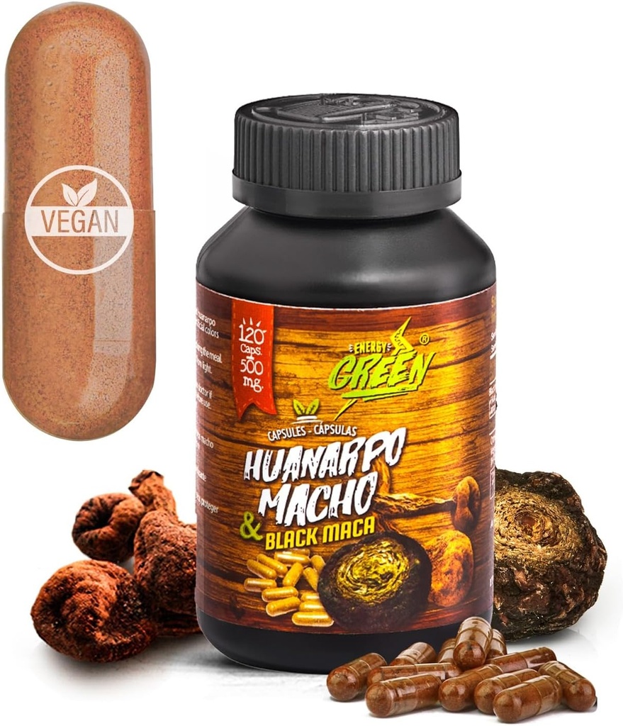 Black Maca Juur ja Huanarpo Macho Kapslid l 100% Looduslik Energiliseerija ja Booster l Immuunsüsteemi tugi meestele (1500mg per Serving) l Meestervise supplenent l Amazonase Andid