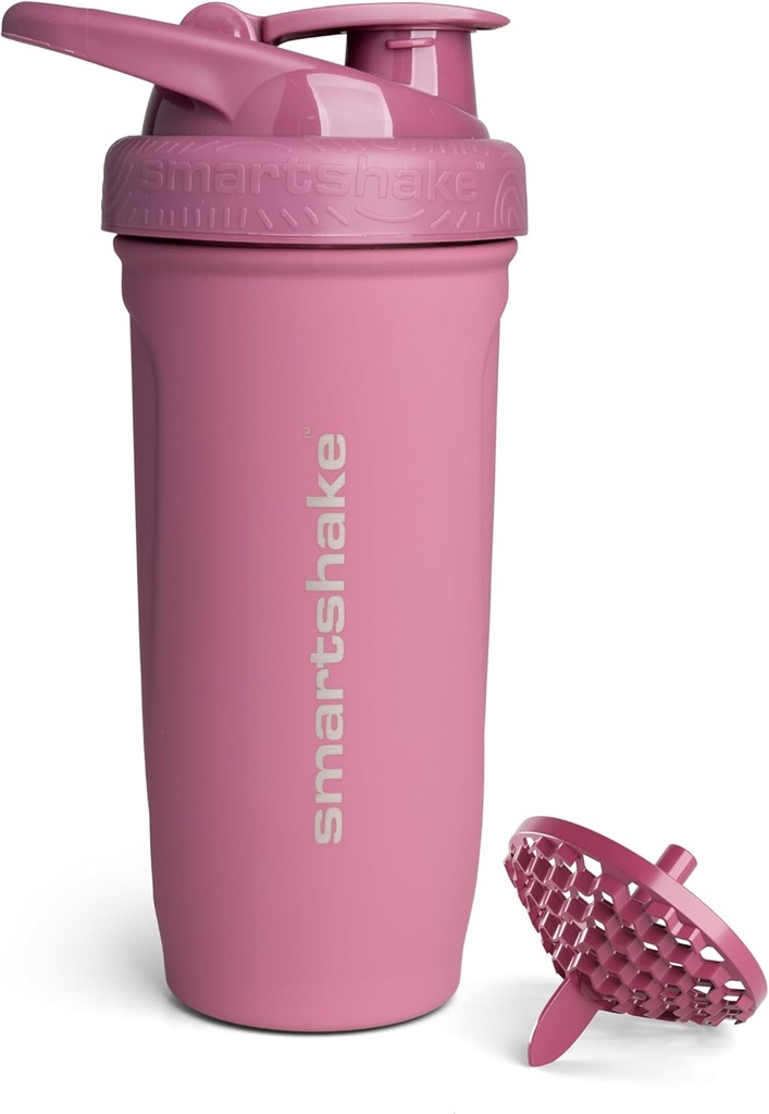 Smartshake Reforce Stainless Steel Protein Shaker Pudel - Isoleerimata Unisex Gym Pudel | Metal Shaker pudelid - 900 ml | 30 oz - Leakproof Screw-On Lid - DEHP & BPA Free (Deep Rose)