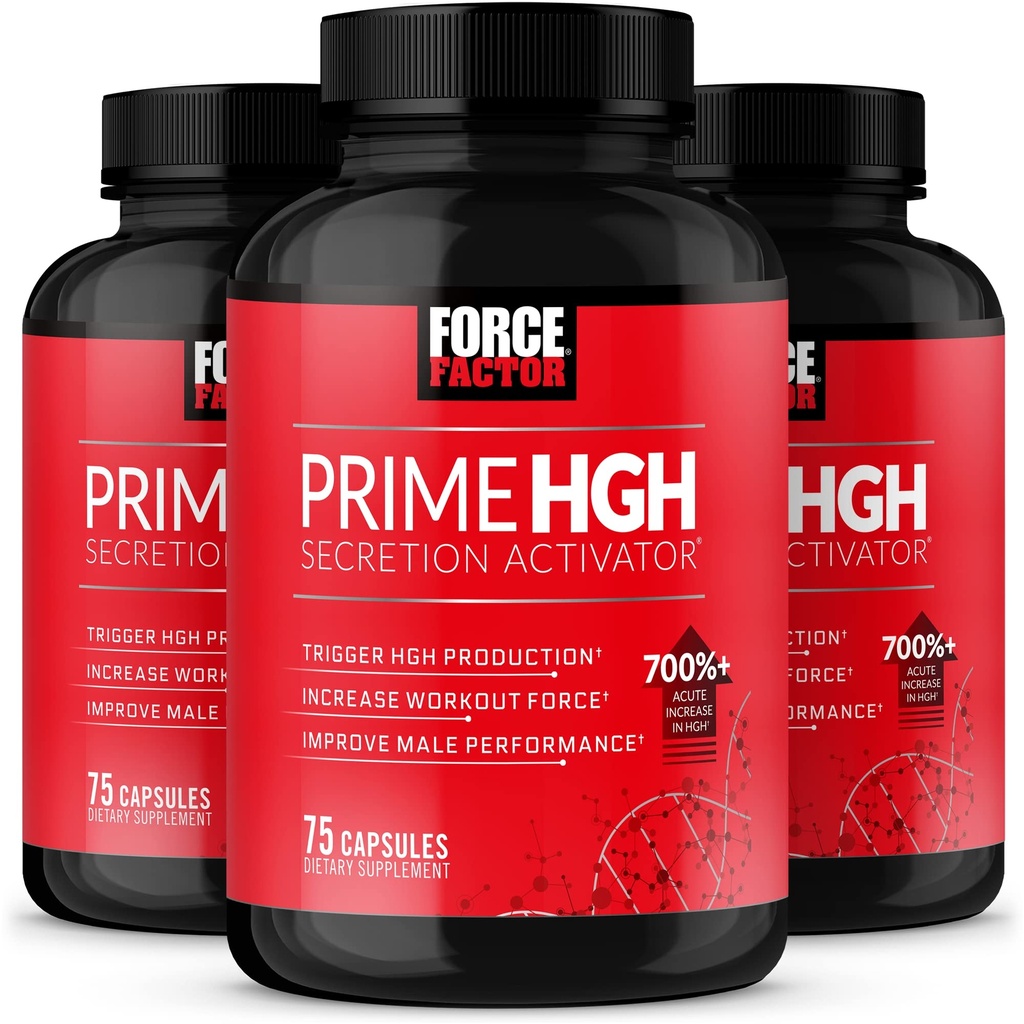 FORCE FACTOR Prime HGH sekretsiooni aktivaator, 3-Pack, HGH täiendus meestele, kellel on kliiniliselt uuritud alfasize, et aidata käivitada HGH tootmist, suurendada treeningu jõudu ja parandada jõudlust, 225 Count
