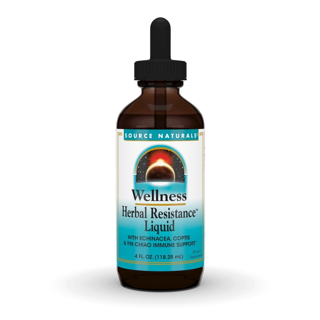 Allikas Naturals Wellness Taimne resistentsus Vedel immuunkaitse täiendus ja immuunsuse suurendaja Echinacea, Elderberry ja Yin Chiao - 4 Vedel Oz