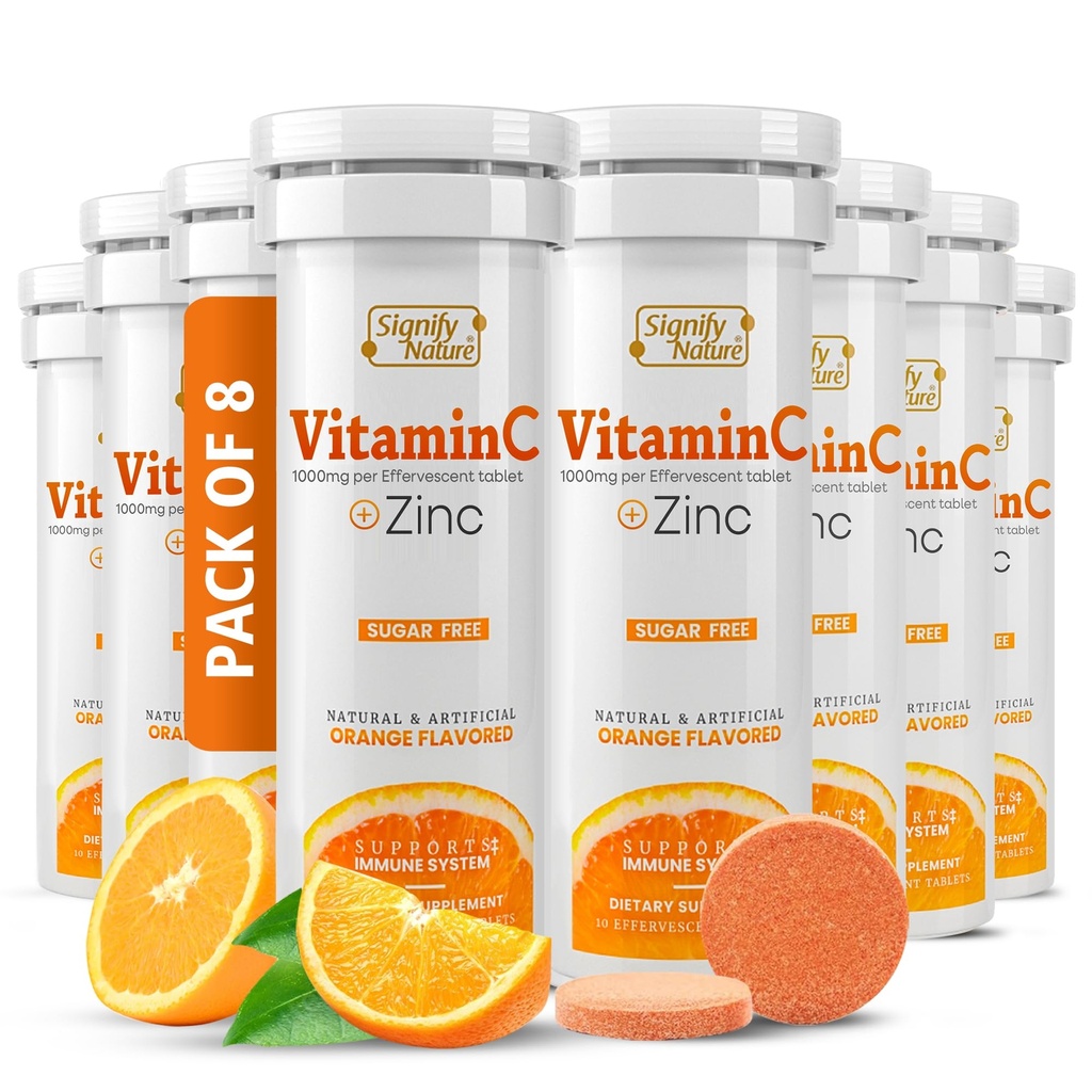 OLULINE LOODUS C-vitamiin 1000 mg kihisevad tabletid - tugev immuunsuse tugi VIT C koos tsingilisandiga - suhkruvaba & vegan valem | lahustuv C-vitamiini tabletid - vees lahustuv Fizzy Elixir - 80CT