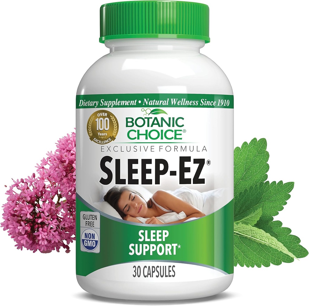 Botaaniline valik Sleep-Ez - Valeriani ekstrakti, melatoniini, humala, Kava ja sidruni Balmi võimas segu, et aidata kaasa unele ilma grogginessita (30 kapslit)