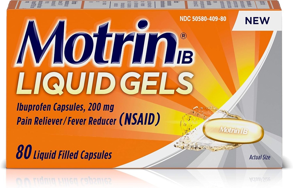 Motrin Liquid-Gels 200mg Ibuprofen, 80 Count Per Bottle
