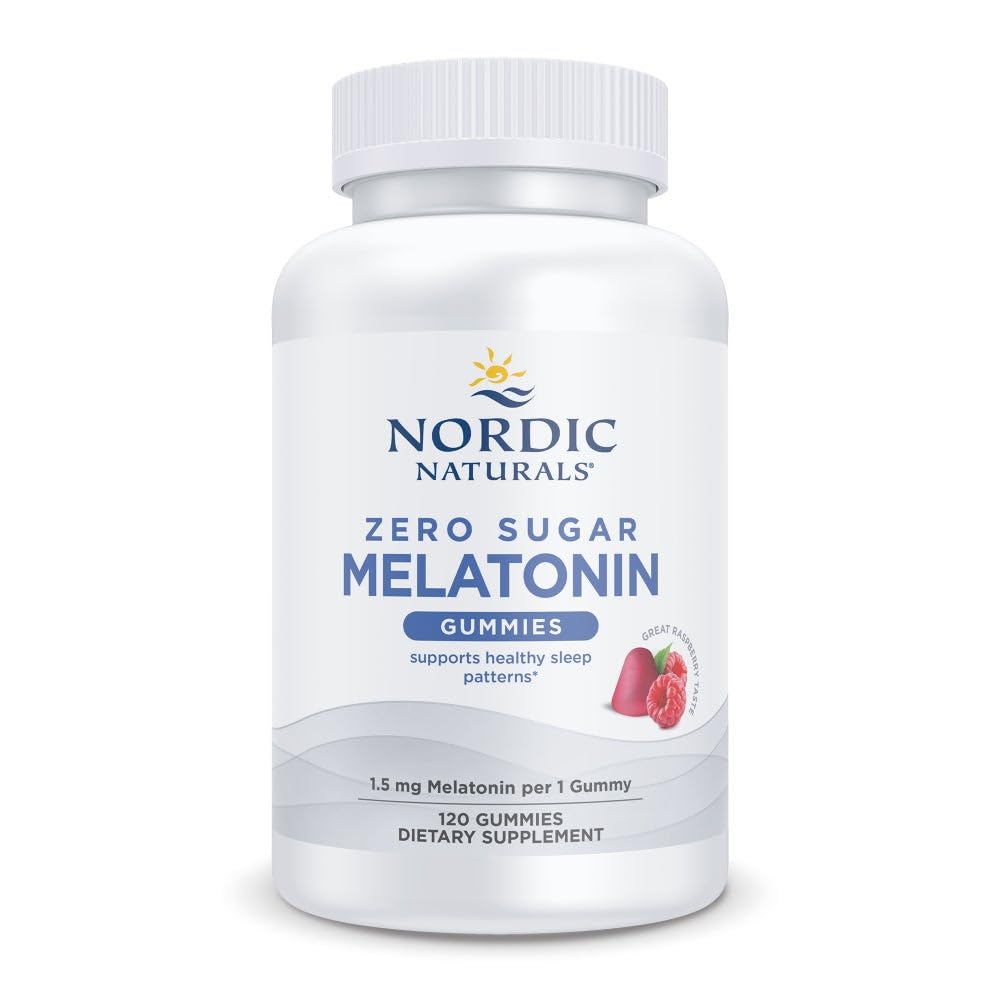 Nordic Naturals Zero Sugar Melatoniin Gummies, Vaarika - 120 Gummies - 1,5 mg Melatoniin - suurepärane maitse - Restful Sleep, Antioxidant Support - Non-GMO, Vegan - 120 Servings