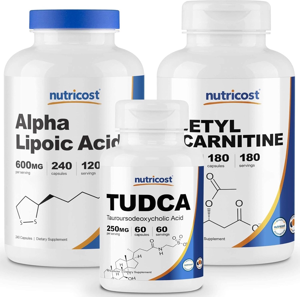 Nutrikost alfa lipohape 600mg, 240 Caps & Tudca 250mg, 60 Caps & Atsetüül L-karnitiin 500mg, 180 Caps